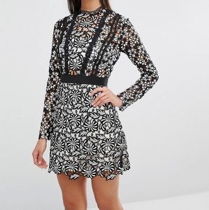 SELF-PORTRAIT NWT BERGDORF GOODMAN Lace Antoinette Long Sleeve Mini Dress